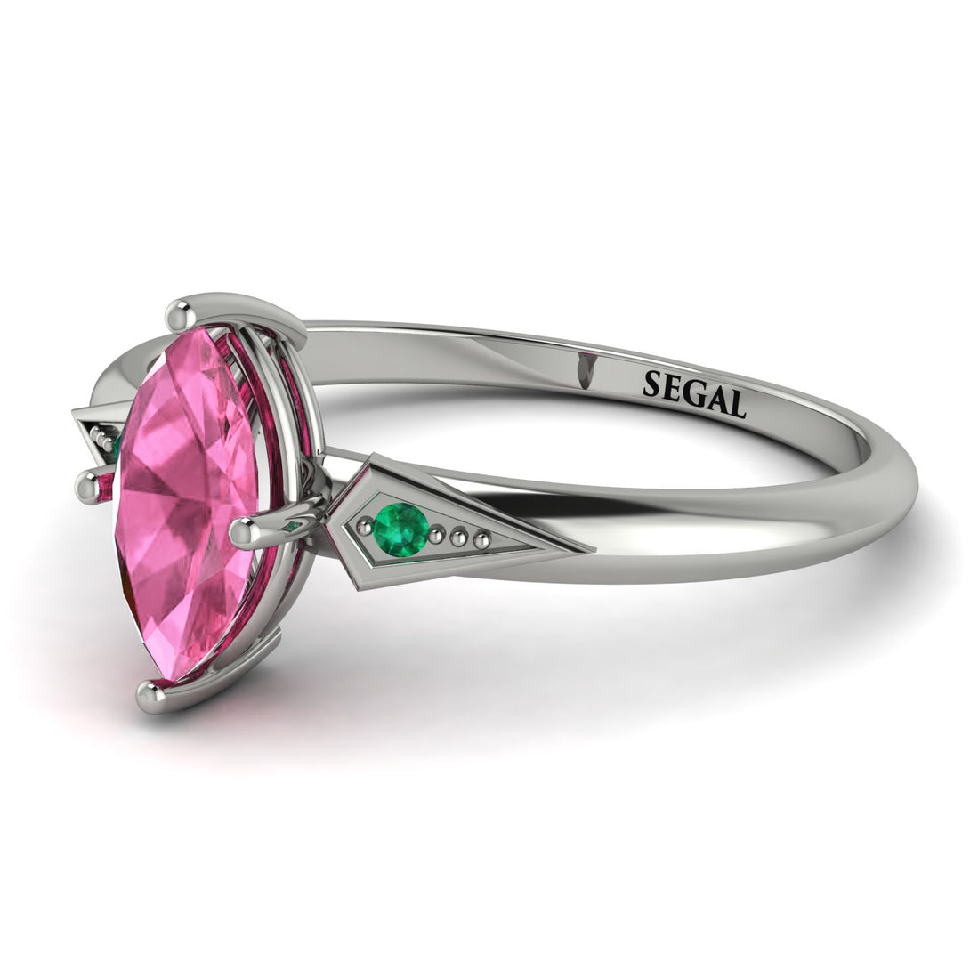 Marquise Pink Moissanite Geometrical Engagement Ring - Reese No. 806